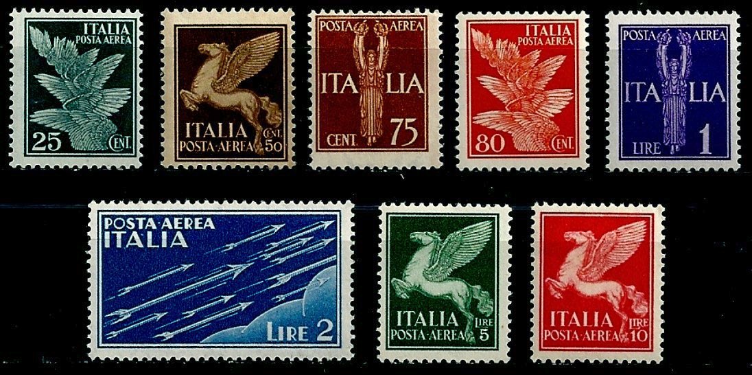 Italy Stamp Scott nr C12/C19 - Francobolli Sassone nº A10/A17 - Click Image to Close
