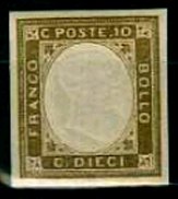 Sardinia Stamp Scott nr 11 - Francobollo Sardegna Sassone nº 14 - Click Image to Close