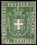 Tuscany Stamp Scott nr 18 - Francobollo Toscana Sassone nº 18