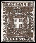 Tuscany Stamp Scott nr 19 - Francobollo Toscana Sassone nº 19