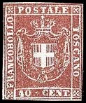 Tuscany Stamp Scott nr 21 - Francobollo Toscana Sassone nº 21