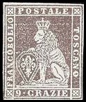 Tuscany Stamp Scott nr 8 - Francobollo Toscana Sassone nº 8