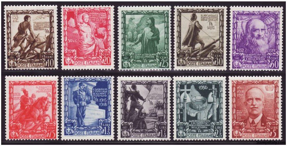 Italy Stamp Scott nr 400/409 - Francobolli Sassone nº 439/448