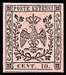 Modena Stamp Scott nr 7 - Francobollo Modena Sassone nº 7