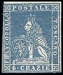 Tuscany Stamp Scott nr 15 - Francobollo Toscana Sassone nº 15