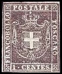 Tuscany Stamp Scott nr 17 - Francobollo Toscana Sassone nº 17