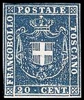 Tuscany Stamp Scott nr 20 - Francobollo Toscana Sassone nº 20 - Click Image to Close