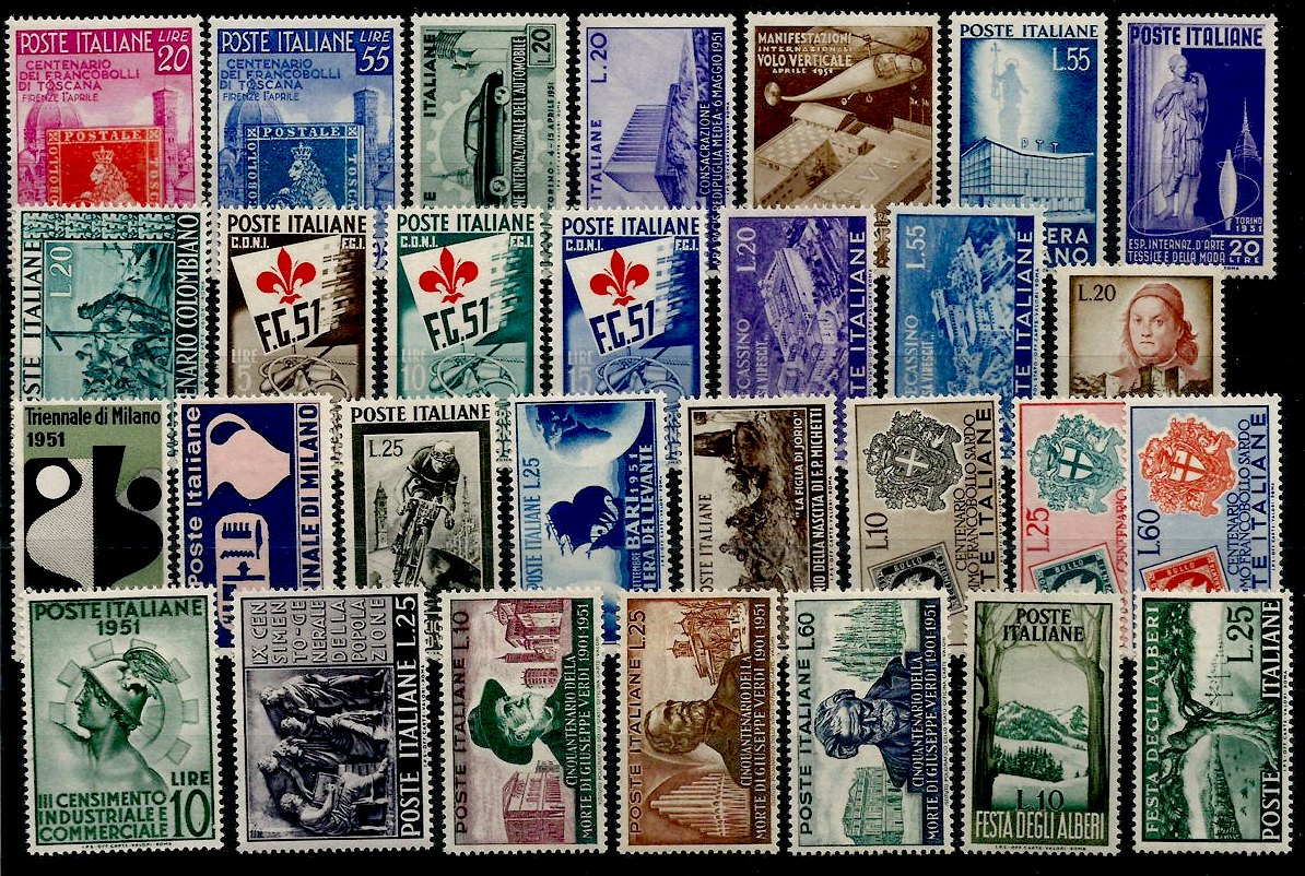 Italy Full Year 1951 - Italia Annata Completa 1951