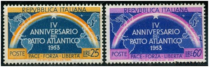 Italy Stamp Scott nr 637/638 - Francobolli Sassone nº 723/724 - Click Image to Close