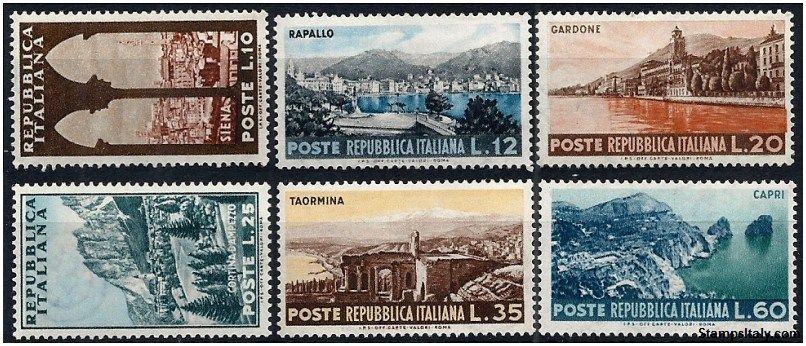 Italy Stamp Scott nr 641/646 - Francobolli Sassone nº 727/732 - Click Image to Close