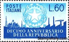 Italy Stamp Scott nr 712 - Francobolli Sassone nº 800 - Click Image to Close