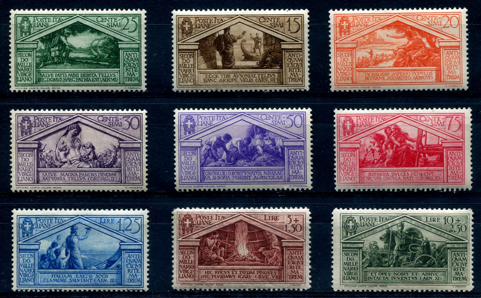 Italy Stamp Scott nr 248/256 - Francobolli Sassone nº 282/290 - Click Image to Close