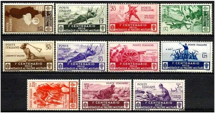 Italy Stamp Scott nr 331/341 - Francobolli Sassone nº 367/376 - Click Image to Close