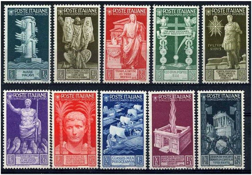 Italy Stamp Scott nr 377/386 - Francobolli Sassone nº 416/425 - Click Image to Close