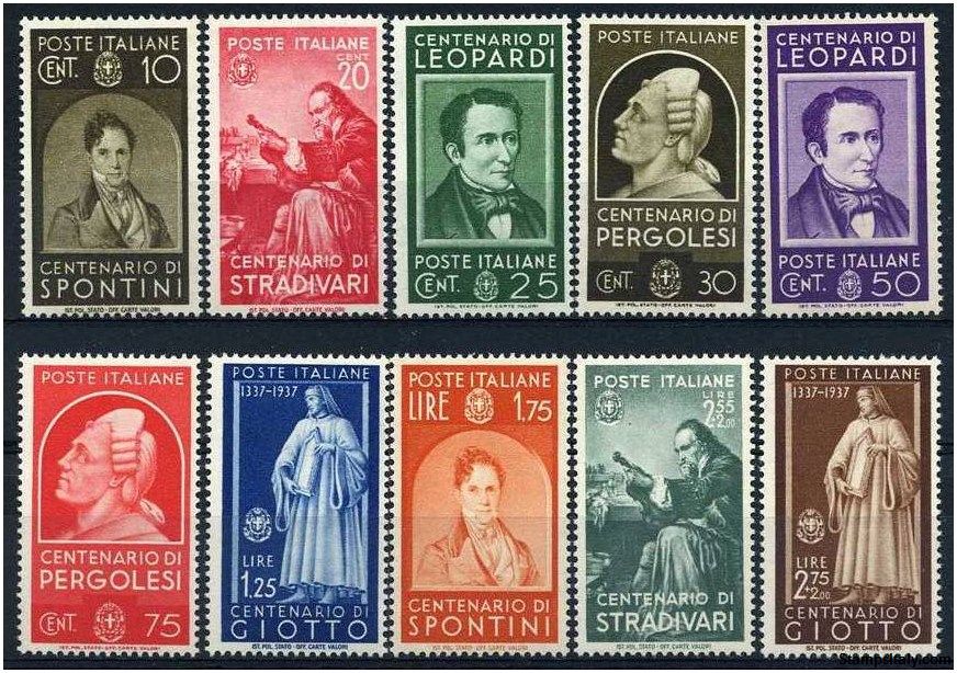 Italy Stamp Scott nr 387/396 - Francobolli Sassone nº 426/435 - Click Image to Close