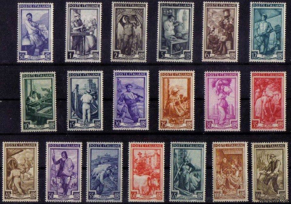 Italy Stamp Scott nr 549/567 - Francobolli Sassone nº 634/652 - Click Image to Close