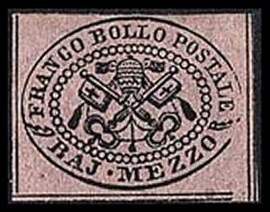 Roman States Scott nr 1 - Francobollo Pontificio Sassone nº 1