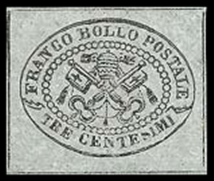 Roman States Scott nr 13 - Francobollo Pontificio Sassone nº 14 - Click Image to Close