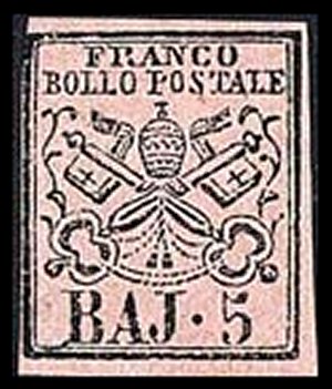 Roman States Scott nr 6 - Francobollo Pontificio Sassone nº 6