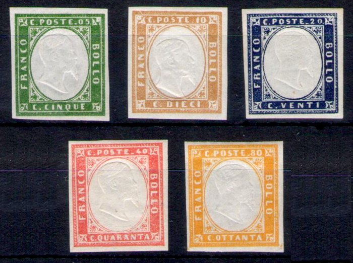 Sardinia Stamp Scott nr 10/14 - Sardegna Sassone nº 13/17 - Click Image to Close